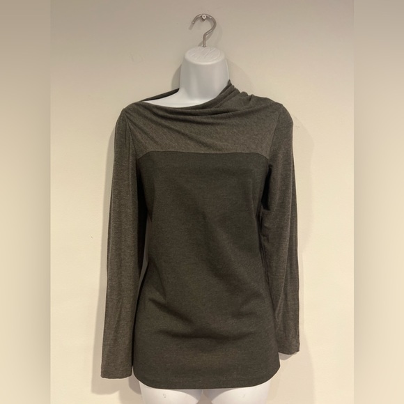 Lafayette 148 Cowl Neck Color Block Long Sleeve Shirt - Picture 2 of 16